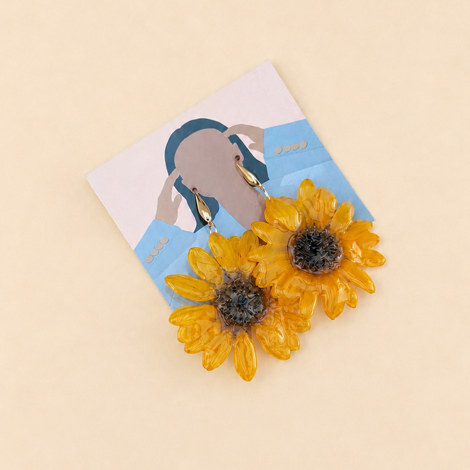 Aretes de girasoles